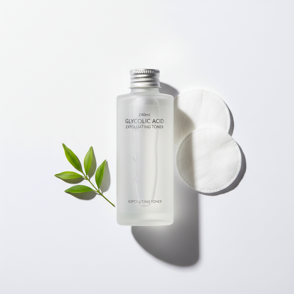Bouteille de Lotion Exfoliante à l'Acide Glycolique 240ml pour peau éclatante et exfoliation douce